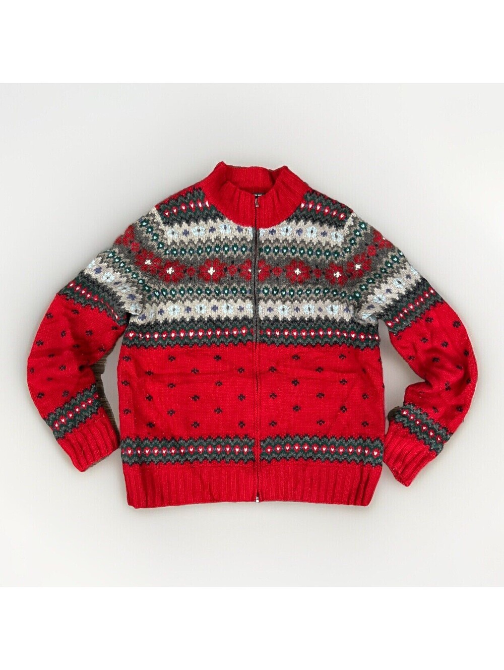 Vintage Ralph Lauren Exclusive Hand Knit Zip Up Cardigan Wool Sweater (Small)